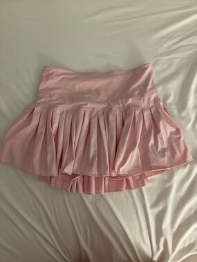 Pleated Mini Skirt in Light Pink with High Waist